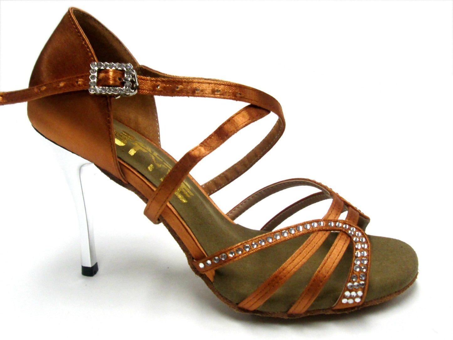 Onix Dark Tan with Stones - Stiletto for salsa and bachata dancing