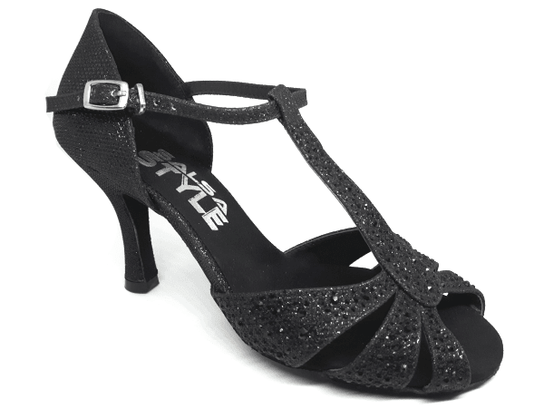 Orlena Metallic Black - 3" for salsa and bachata dancing