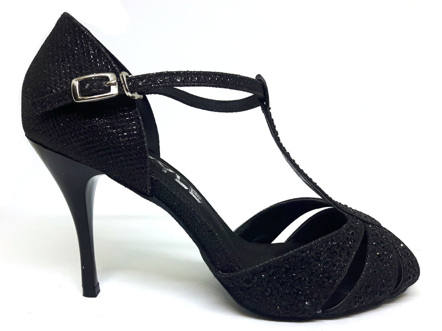 Orlena Metallic Black - Stiletto for salsa and bachata dancing